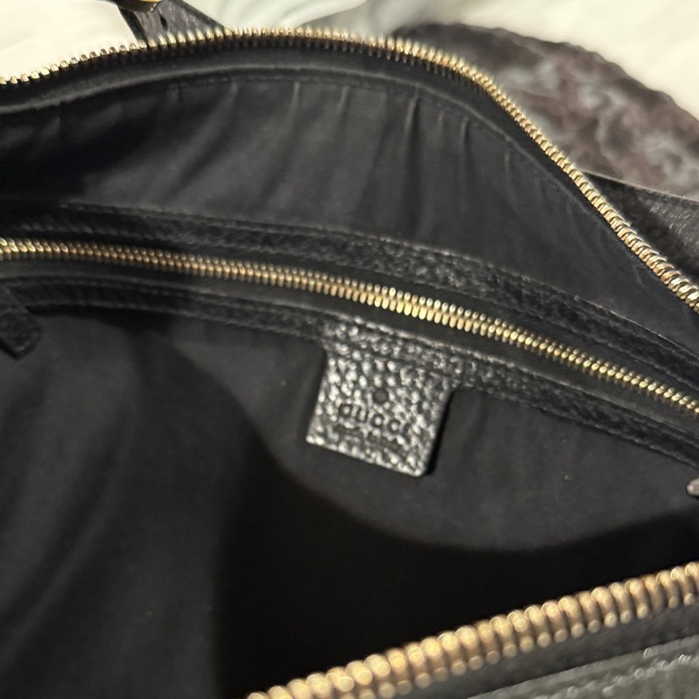 GUCCI Ophidia Hobo Black Leather Bag with Gold Logo - Picture 4 of 8